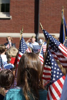 Flag Day
Center School students gathered together with Old Hammondtown students by the Center School flagpole on the morning of Tuesday, June 14, to celebrate Flag Day. The OHS band played a number of tunes, while the Center School students sang patriotic songs and listened to Principal Rose Bowman read a series of poems and writings to remind the children of what the American flag stands for. Afterwards, the third-graders treated the seniors to the school’s annual senior breakfast. Photos by Jean Perry
