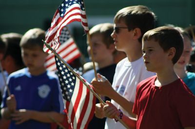 Flag Day
Center School students gathered together with Old Hammondtown students by the Center School flagpole on the morning of Tuesday, June 14, to celebrate Flag Day. The OHS band played a number of tunes, while the Center School students sang patriotic songs and listened to Principal Rose Bowman read a series of poems and writings to remind the children of what the American flag stands for. Afterwards, the third-graders treated the seniors to the school’s annual senior breakfast. Photos by Jean Perry
