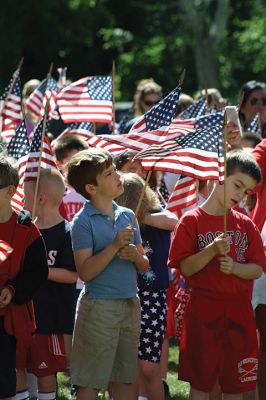 Flag Day
Center School students gathered together with Old Hammondtown students by the Center School flagpole on the morning of Tuesday, June 14, to celebrate Flag Day. The OHS band played a number of tunes, while the Center School students sang patriotic songs and listened to Principal Rose Bowman read a series of poems and writings to remind the children of what the American flag stands for. Afterwards, the third-graders treated the seniors to the school’s annual senior breakfast. Photos by Jean Perry
