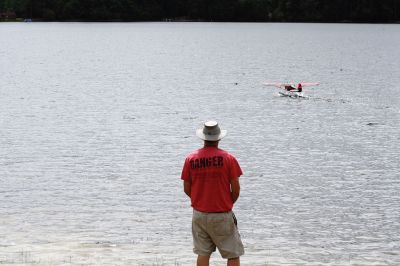 Bristol County Radio Control “RC” Club
Radio control model seaplanes are more than just a hobby for members of the Bristol County Radio Control “RC” Club. As club member Gerry Dupont puts it, “It’s an affliction. A happy affliction.” Dupont’s yellow Piper Cub seaplane features a one-fifth-scale pilot named “Gus” who’s been flying the one-fifth-scale seaplane for seven years. Photos by Jean Perry
