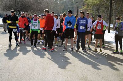 Frosty Runner Road Race
Runners who participated in the third annual Frosty Runner Road Race enjoyed spring-like weather, perfect for a 10 mile or 3 mile run through the neighborhoods of Rochester. The two separate races were run simultaneously, beginning and ending at Old Colony Regional Vocational Technical High School on Saturday February 1. The race was rescheduled from January 25, when the weather was a little too frosty for the event. Photo by Jean Perry
