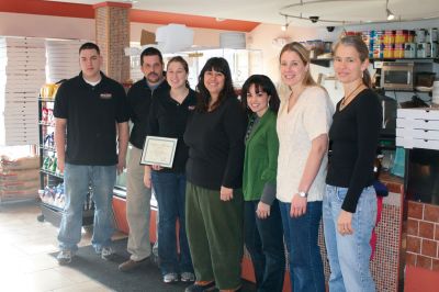 Project Grow
Members from Old Rochesters Project GROW present Matt Renaud, Vinny Williams and Shauna Panzi with a certificate of appreciation for their involvement in the Dine-Out event that raised $1,100 for Tri-Town preschoolers. Photo by Anne OBrien-Kakley.
