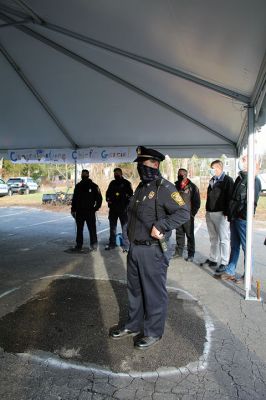 Chief Garcia Retires
At 2:06 pm on Friday, December 11, Marion Chief of Police John Garcia signed off to radio dispatch, ending his shift and a law enforcement career that spanned three and a half decades. The Town of Marion recognized his retirement with a drive-thru sendoff outside the Cushman Community Center. School children created a banner for the occasion that included greetings from the Board of Selectmen, Fire Department, town and school district officials, police cruisers from several towns across southeastern Mass
