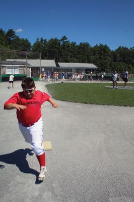 Wareham Gatemen
Wareham Gatemen, who visited with Old Rochester Youth Baseball and conducted a clinic on Saturday morning at Gifford Park in Rochester. The Cape Cod Baseball League team worked with Tri-Town players on hitting, fielding, base running and T-ball. Action photos by Mick Colageo, group photo courtesy of ORYB
