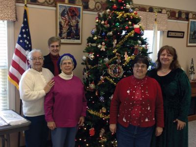 Gift Wrapping Fundraiser 
The Rochester Senior Center held a gift wrapping fundraiser on Saturday, December 15, in order to raise money for an addition to the building.  From left: Cecelia Hall, Dot Orlowski, Sylvia Hebert, Sharon Lally and Joanne Petitpas.  Photo by Katy Fitzpatrick. 
