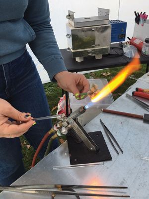 Glass Blowing Demonstration
On October 22, Kim Savoie presented a glass-blowing demonstration, hosted by the Elizabeth Taber Library in Marion. Photos by Marilou Newell
