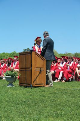 Class of 2024
Old Rochester Regional High School Class of 2024 Valedictorian Jacob Hadley was introduced by Theodore Cecil, his cousin and chapter president of the National Honor Society. The June 1 commencement featured remarks from Superintendent of Schools Mike Nelson and Principal Mike Devoll and music from the school band. While ORR’s 153-member class was delirious upon the completion of the ceremony, the day’s loudest roar was reserved for the announcement of the diploma for the late Emma Whittaker. Photos by Mick 
