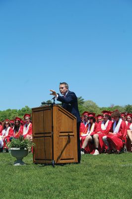 Class of 2024
Old Rochester Regional High School Class of 2024 Valedictorian Jacob Hadley was introduced by Theodore Cecil, his cousin and chapter president of the National Honor Society. The June 1 commencement featured remarks from Superintendent of Schools Mike Nelson and Principal Mike Devoll and music from the school band. While ORR’s 153-member class was delirious upon the completion of the ceremony, the day’s loudest roar was reserved for the announcement of the diploma for the late Emma Whittaker. Photos by Mick 
