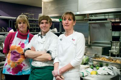 Guest Chef
Guest Chef Colin Bradley visited the Old Rochester Regional High School on March 7, 2011 to prepare African nectar tomato soup, veggie burger, and chicken salad w/cranberries. Photo by Felix Perez.
