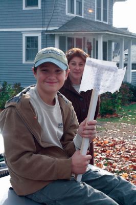 Journey's End
Trees were trimmed along Brant Beach Avenue, and N Star worked with Comcast to bring some power lines down so the Francoeur house could be placed onto its new foundation on November 10, 2009. Debbie Francoeur and her son Isaac have t-shirts and hats available for those wishing to purchase a keepsake of the move. Photo by Anne O'Brien-Kakley.
