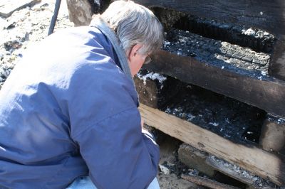 Historic Fire
Tom Dexter surveys the column where the fire was set on ground-level. 
