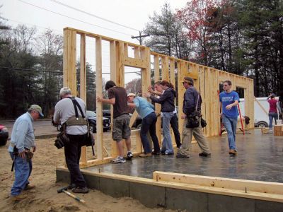 Helping Habitat
Buzzard's Bay Habitat for Humanity, a non-profit organization that aims to provide affordable housing to residents in need, is collaborating with Upper Cape Regional High school and volunteers to work on a new home in Wareham this winter. BBHFH is always seeking new volunteers and monetary donations. For more information, visit www.BuzzardsBayHabitat.org. Photo courtesy of Christine Halle.
