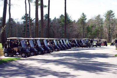 Hall of Fame Tournament
Forty golfers get ready for the Hall of Fame Tournament held at the Bay Club in Mattapoisett on May 1, 2011. The tournament raised money for the new Hall of Fame inside ORR to honor outstanding players, coaches and volunteers. Photo by Chris Martin.
