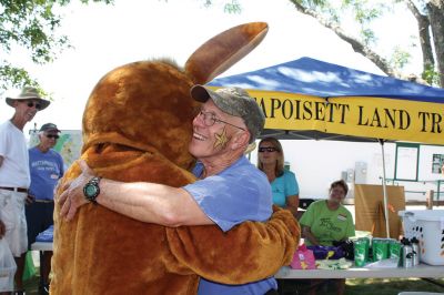 Harbor Days 
Harbor Days came to Mattapoisett this past weekend, and many visitors were gracious enough to spin The Wanderer Wheel for a $1 donation to the Lions Club. Those who played helped raise an extra $523 the Lions Club will use to benefit the community. The Aardvark came out too, but since furry aardvarks hate hot weather, he only made a couple of appearances. Photos by Jean Perry
