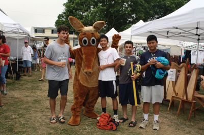 Harbor Days 
Harbor Days came to Mattapoisett this past weekend, and many visitors were gracious enough to spin The Wanderer Wheel for a $1 donation to the Lions Club. Those who played helped raise an extra $523 the Lions Club will use to benefit the community. The Aardvark came out too, but since furry aardvarks hate hot weather, he only made a couple of appearances. Photos by Jean Perry
