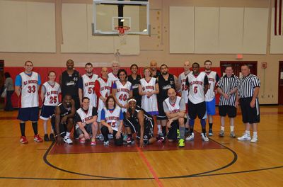 Harlem Ambassadors
The Mattapoisett & Rochester Lions Clubs brought the Harlem Ambassadors to town on Friday and the shot it out with the Tri-Town Trotters, a team of local challengers, in a comedy basketball game. Photos courtesy Rebecca McCullough
