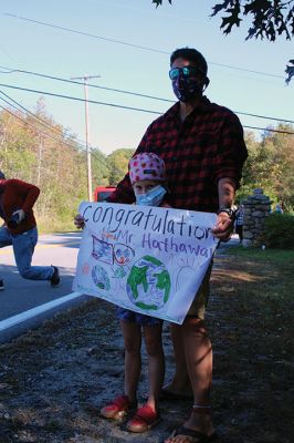 Brad Hathaway
It took 32 years, but on October 3 Mattapoisett resident Brad Hathaway completed his “Walk around the World” along Aucoot Road, accompanied by well over 100 friends and supporters of his mission refocused some years ago from what had begun as a fitness prescription to a fundraising effort for the Mattapoisett Land Trust. Hathaway, 88, is a co-founder of the MLT and has dedicated his life toward preserving and protecting lands that his ancestors first came upon hundreds of years ago. 
