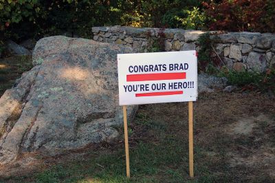 Brad Hathaway
It took 32 years, but on October 3 Mattapoisett resident Brad Hathaway completed his “Walk around the World” along Aucoot Road, accompanied by well over 100 friends and supporters of his mission refocused some years ago from what had begun as a fitness prescription to a fundraising effort for the Mattapoisett Land Trust. Hathaway, 88, is a co-founder of the MLT and has dedicated his life toward preserving and protecting lands that his ancestors first came upon hundreds of years ago. 
