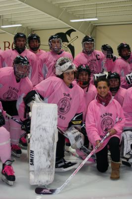 Pink in the Rink
Tabor Academy painted the rink pink on January 8, 2011, to promote awareness and raise money for cancer research. The event raised $6,760 in honor of cancer survivor Kim Grondin, who is the mother of hockey forward Kody Grondin. Photos by Laura Pedulli and Roberta Meads.
