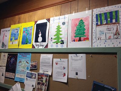 Christmas Posters 
Christmas posters created by RMS fifth graders hang on the walls of Town Hall, a tradition in Rochester year after year. The winner of the poster contest was Arianna Vinagre, who got to light the tree at the tree lighting ceremony. 

