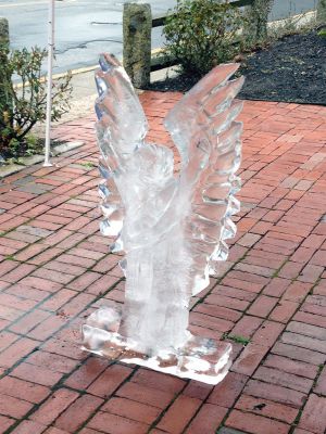 Angel Ice Art
Marion resident Tim Wade carved this angel art sculpture in front of the Marion Art Center on Saturday, December 8. The sculpture was one of the highlights on the Sippican Women’s Club’s Holiday House Tour.  Photo by Katy Fitzpatrick. 
