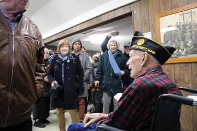 Howard Tinkham
Howard Tinkham’s 100th birthday was celebrated on Sunday with a parade that went from the Florence Eastman Post 280 American Legion in Mattapoisett out to Ned’s Point Lighthouse and back, followed by a party at the hall featuring “God Bless America” and “Happy Birthday” sung by the Showstoppers and refreshments for the many citizens who attended to express their appreciation for all that Tinkham has meant to the town. Photos by Mick Colageo and Jennifer Gerrior
