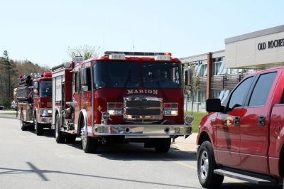 Sprinkler Activation at ORR
The Mattapoisett and Marion Fire Departments responded to ORR High School at 10:03am on Friday May 8, for a reported fire alarm activation. Upon arrival they found that a sprinkler head had been activated in the auditorium due to heightened heat levels. The cause of the heat was found to be a stuck thermostat on a heater in that area. The students, who vacated the school when the fire alarm sounded, remained outside the school enjoying the warm sunny day as the fire department worked to resolve the issue.
