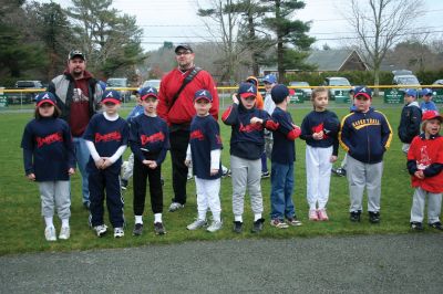 Opening Day
The Rochester Youth Baseball League held their annual opening day ceremony and parade on Saturday, April 11. About 400 people, including players, coaches and their families, participated in the procession that made its way down Route 105 to Gifford Parks Al Herbert Memorial Field for the opening day festivies. Photo by Robert Chiarito.
