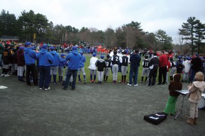 Opening Day
The Rochester Youth Baseball League held their annual opening day ceremony and parade on Saturday, April 11. About 400 people, including players, coaches and their families, participated in the procession that made its way down Route 105 to Gifford Parks Al Herbert Memorial Field for the opening day festivies. Photo by Robert Chiarito.
