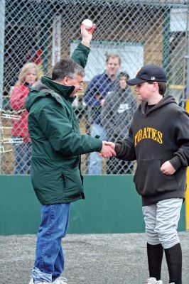 Opening Day
The Rochester Youth Baseball League held their annual opening day ceremony and parade on Saturday, April 11. About 400 people, including players, coaches and their families, participated in the procession that made its way down Route 105 to Gifford Parks Al Herbert Memorial Field for the opening day festivies. Photo by Robert Chiarito.
