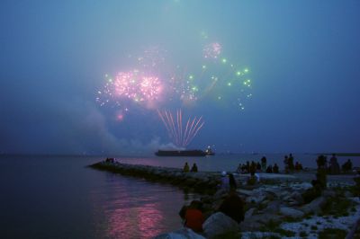 Celebrating the 4th
Marion's annual fireworks display attracted several thousand people to the town's Silvershell Beach Park on Friday evening July, 3. The Marion town band entertained the crowd until dusk when the night's big show lit up the sky's above Sippican Harbor. The Marion Fireworks Committee raised all of the funds for the event through private donations, collected up through the night of the show. Photo by Robert Chiarito.
