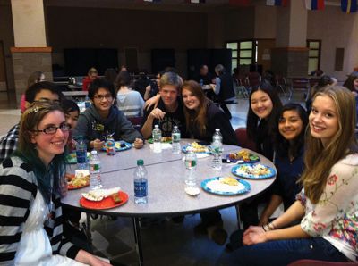 AFS Club International dinner
Old Rochester Regional High School’s AFS Club held an international dinner in the cafeteria on Sunday evening. Students, parents, and community members were invited to bring a dish from another culture to share, so everyone could enjoy a unique and delicious meal. Upward of 50 people attended, including 12 foreign-exchange students in the SouthCoast area representing such countries as Japan, China, Thailand, Germany, Denmark, and Costa Rica. Photo by Rene Rentis
