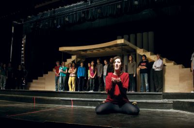 Superstar
Tabor Academys production of Jesus Christ Superstar features local talents such as Dana Resmini 10 of Rochester and Anna Collins 10 of Marion, both of whom designed the scenery for the show, Kyler Canastra 10 of Rochester as Pilate and Cal Heavey 12 of Marion as Herod. The show will be staged in the Hoyt Performing Arts Center at Tabor Academy Thursday through Saturday, February 18 through 20, at 7:30 pm. For tickets, call 508-748-2000 or e-mail wintermusicaltix@taboracademy.org. Photo by John Heavy
