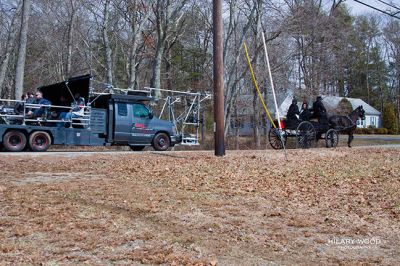 Rochester Movie Set
Once The Wanderer first reported the presence of a Hollywood film crew in Rochester on April 2 word quickly spread, and so did the rumors that stars of the film production “Joy” were in town for the day. There were no star sightings, however Rochester resident Hilary Wood was able to get some photos of the action from her front yard, after the surprise of an Amish-driven horse and carriage caught her eye as it passed her window on Hartley Road. Photos © Hilary Wood Photography
