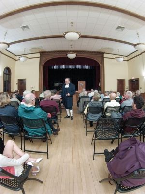 Meeting John Adams
George Baker starred as John Adams on September 25 before an audience at the Marion Music Hall during Baker’s presentation entitled “Meet John Adams – A Witty and Revolutionary Conversation with America’s Second President.” Baker dressed in full period costume and assumed the personality of Adams, sharing his views on the nation, his family life, and the country’s history. Photo by Felix Perez
