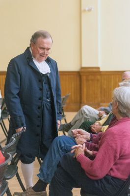 Meeting John Adams
George Baker starred as John Adams on September 25 before an audience at the Marion Music Hall during Baker’s presentation entitled “Meet John Adams – A Witty and Revolutionary Conversation with America’s Second President.” Baker dressed in full period costume and assumed the personality of Adams, sharing his views on the nation, his family life, and the country’s history. Photo by Felix Perez
