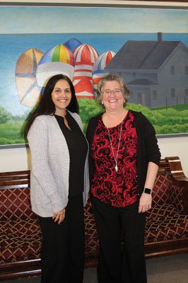 Judy Mooney
Judy Mooney, Marion’s retiring finance director, shares a moment with her replacement, Heather O’Brien, during Tuesday morning’s sendoff at the Town House. Many stopped in to wish Judy well in her retirement after two decades serving the town. Photos by Mick Colageo
