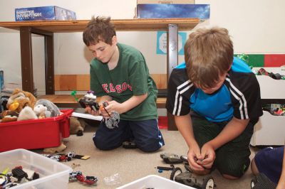 LEGO Robotics 
Roddy Kavanagh of Point Connett (right) and Matthew Bridge of Wareham (left) create original robots using LEGO at the Marion Natural History Museum on Saturday, July 14, 2012. Photo by Eric Tripoli.
