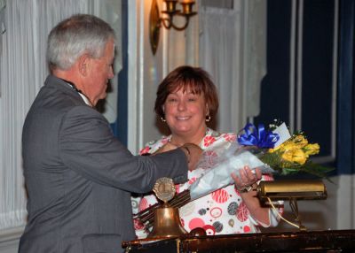 Top Lions
The Incoming President of the Mattapoisett Lions Club, Lion Helene Rose received a bouquet of yellow roses along with her President's pin.
