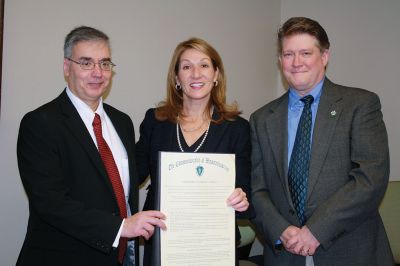 Lieutenant Governor Karyn Polito
Lieutenant Governor Karyn Polito visited the Rochester Town Hall on Thursday, February 18, to join Board of Selectmen Chairman Richard Nunes in signing the Community Compact, an agreement between the Town and the Baker-Polito Administration to employ a chosen best practice in the town, which makes Rochester eligible for future grant opportunities. Photos by Jean Perry
