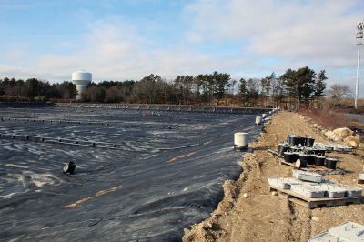 Marion's Wastewater Treatment Plant
The liner has been installed at Marion's Wastewater Treatment Plant lagoon, and piping was being laid down last week. The town, contractor and installation company are working toward project completion by the end of January, but weather could cause more delays. Photos by Mick Colageo
