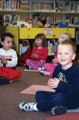 Reading Time
Mattapoisett preschoolers visited the Free Public Library on Friday, January 8, 2010 to enjoy a special storytime with Childrens Librarian Linda Burke. Photo by Anne OBrien-Kakley.
