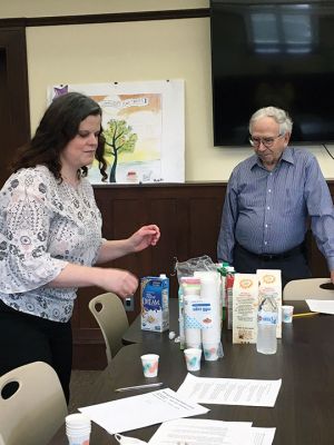 Mattapoisett Public Library
On March 19, the Mattapoisett Public Library hosted another chapter in their sustainability programing with a taste testing of plant-based alternatives to cow's milk. "Milk" from oatmeal, almonds, coconuts, rice, flax seed, soy and even hemp were sipped and evaluated on several criteria including taste. The consensus was mixed with some milks tasting too strongly of their base ingredient such as almonds, too sweet and even too salty, while others passed the test. 
