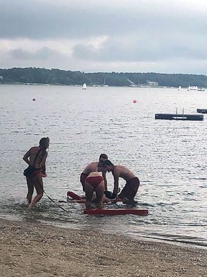 Marion Recreation Department Lifeguards 
On July 18 the Marion Recreation Department Lifeguards conducted a training drill at Silvershell Beach. Each week the lifeguards conduct training drills throughout the summer season. This particular drill was done with the Marion Harbormaster's Department and the Marion Fire/EMS Department. 
