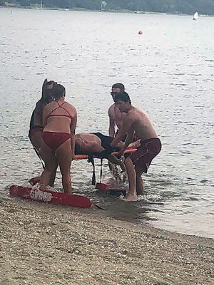 Marion Recreation Department Lifeguards 
On July 18 the Marion Recreation Department Lifeguards conducted a training drill at Silvershell Beach. Each week the lifeguards conduct training drills throughout the summer season. This particular drill was done with the Marion Harbormaster's Department and the Marion Fire/EMS Department. 
