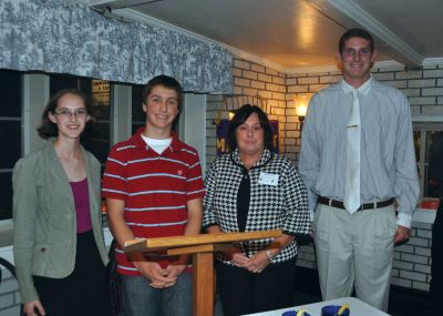 Youth Speech
Anne Smith, Joshua Bardwell, Helene Rose of Mattapoisett Lions Club and Terrence Sinnott are all smiles at the Lions Club Youth Speech Competition on October 27. Photo courtesy of Helene Rose. 
