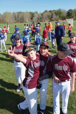 Old Rochester Little League
The Old Rochester Little League celebrated its Opening Day of the 2016 season on Saturday, April 30 at Gifford Park off Dexter Road in Rochester. The young athletes took part in the traditional Opening Day parade, which began at Dexter Park and concluded at Dexter Field. The players then circled the field for the National Anthem, with a flyover by Glenn Lawrence in his plane. After opening ceremonies, the first games of the season were held. Photo by Colin Veitch
