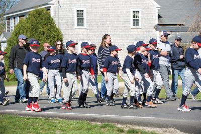 Old Rochester Little League
The Old Rochester Little League celebrated its Opening Day of the 2016 season on Saturday, April 30 at Gifford Park off Dexter Road in Rochester. The young athletes took part in the traditional Opening Day parade, which began at Dexter Park and concluded at Dexter Field. The players then circled the field for the National Anthem, with a flyover by Glenn Lawrence in his plane. After opening ceremonies, the first games of the season were held. Photo by Colin Veitch
