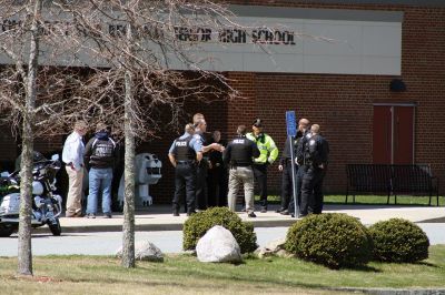 ORR Lockdown
ORR was in lockdown on Thursday, April 14, after the Mattapoisett Police Department received a call pertaining to a gunman at the school. According to Captain Anthony Days of the Mattapoisett Police, an out-of-state call center alerted them of an Internet chat about a person with a gun at the school. The threat, along with about 30 other similar threats to Massachusetts’ schools that day, turned out to be a hoax. Photos by Jean Perry
