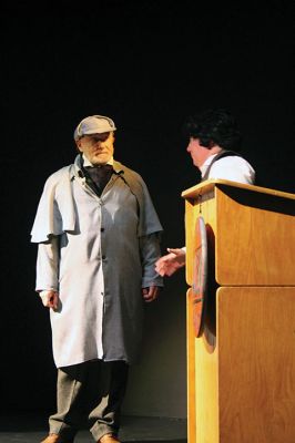Baskerville: A Sherlock Holmes Mystery
A rousing, opening-night crowd greeted actors Scott Fishman, Matt Lynds, Allie Goodman, Kate Martin and Elizabeth Rapoza in “Baskerville: A Sherlock Holmes Mystery,” which plays two more weekends at the Marion Art Center’s Anne Braitmayer Webb Theater. Friday and Saturday shows start at 7:30 pm and Sunday shows at 2:00 pm. Tickets are $20 for MAC members and $23 for the general public. Photos by Mick Colageo
